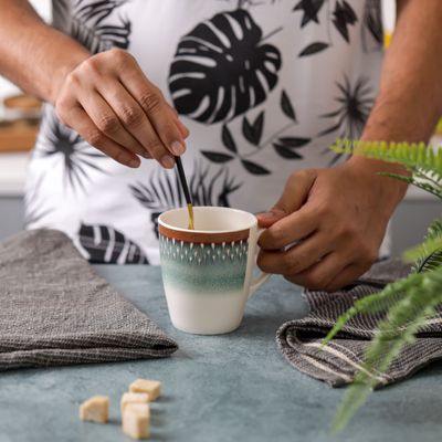 Royalford 400 ml Melamineware Mug- RF12386/ Perfect for Hot and Cold Drinks/ Food-Grade, Non-Toxic and Safe to Use/ Stylish, Durable and Long-Lasting Design, Dishwasher-Safe, Perfect for Gifting/ Blue and White