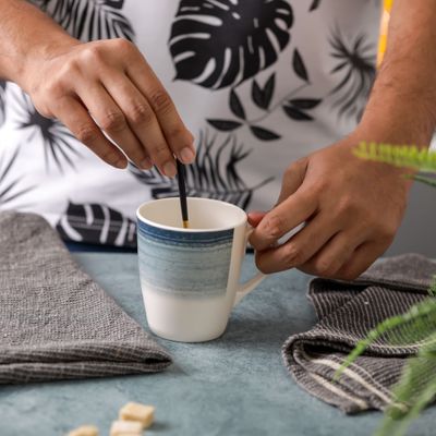 Royalford 400 ML Melamineware Mug- RF12376/ Perfect for Hot and Cold Drinks/ Food-Grade, Non-Toxic and Safe to Use/ Stylish, Durable and Long-Lasting Design, Dishwasher-Safe, Perfect for Gifting/ Blue and White