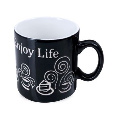 Royalford 9oz Mug- RF5937| Premium-Quality Stoneware| Light-Weight and Food-Grade Mug| Perfect for Drinking Tea, Coffee| Elegant and Durable Design| Beige Color with Enjoy Life Wordings