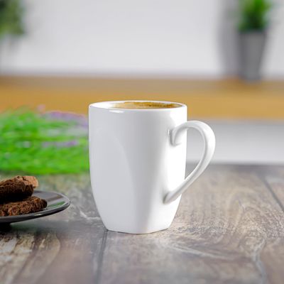 Royalford RF9254 250ml Porcelain Ware Magnesia Square Cup - Insulated Walled Heat Resistant Cappuccino Latte Tea Drinking Cup for Hot and Cold Drinks | Comfortable Handle | Ideal for Housewarming Gifts