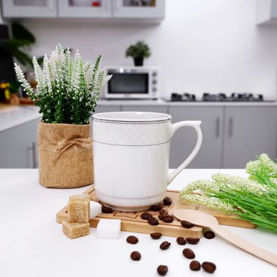 Royalford RF6692 11Oz Bone Wave Porcelain Coffee Mug - Large Coffee & Tea Mug, Traditional Extra Large Tea Mug, Thick Wall Small Portable Mug | Comfortable Handle | Ideal for Hot & Cold Drinks