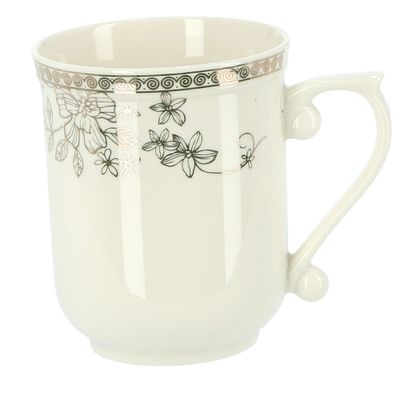 Royalford RF6688 14Oz Bone Wave Coffee Mug - Large Coffee & Tea Mug, Traditional Extra Large Tea Mug, Thick Wall Small Portable Mug | Curved Loop Handle | Ideal for Hot & Cold Drinks