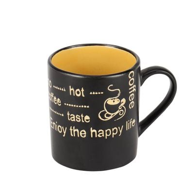 Royalford 11oz Stoneware Mug- RF11171| Perfect for Hot and Cold Drinks| Food-Grade, Non-Toxic and Safe to Use| Stylish, Durable and Long-Lasting Design| Premium-Quality and Perfect for Gifting| Black and Yellow