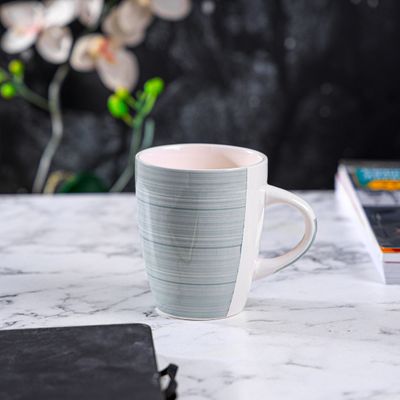 Royalford 12oz (355 ml) Stoneware Mug- RF12413/ Perfect for Hot and Cold Drinks/ Food-Grade, Non-Toxic and Safe to Use/ Stylish, Durable and Long-Lasting Design, Perfect for Gifting/ Grey and White