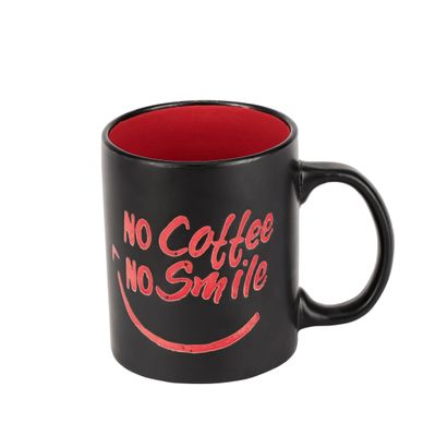 Royalford 11oz Stoneware Mug- RF11169| Perfect for Hot and Cold Drinks| Food-Grade, Non-Toxic and Safe to Use| Stylish, Durable and Long-Lasting Design| Premium-Quality and Perfect for Gifting| Black and Red 