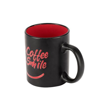 Royalford 11oz Stoneware Mug- RF11169| Perfect for Hot and Cold Drinks| Food-Grade, Non-Toxic and Safe to Use| Stylish, Durable and Long-Lasting Design| Premium-Quality and Perfect for Gifting| Black and Red 