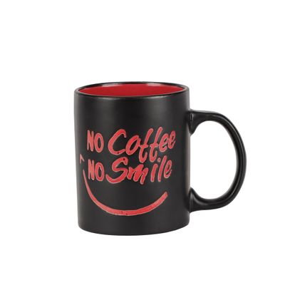 Royalford 11oz Stoneware Mug- RF11169| Perfect for Hot and Cold Drinks| Food-Grade, Non-Toxic and Safe to Use| Stylish, Durable and Long-Lasting Design| Premium-Quality and Perfect for Gifting| Black and Red 