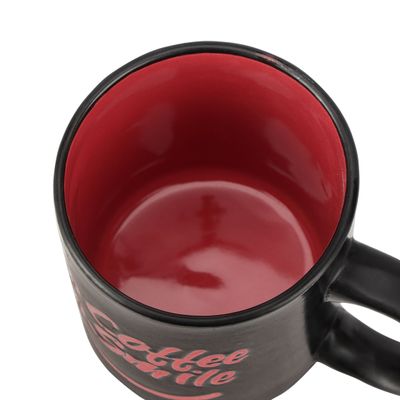 Royalford 11oz Stoneware Mug- RF11169| Perfect for Hot and Cold Drinks| Food-Grade, Non-Toxic and Safe to Use| Stylish, Durable and Long-Lasting Design| Premium-Quality and Perfect for Gifting| Black and Red 