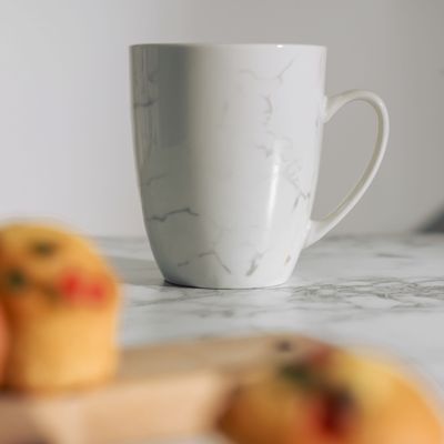 Royalford Reuable Stoneware Coffee Mug 350 ML- Large Coffee & Tea Mug, Traditional Extra Large Tea Mug, Thick Wall Small Portable Mug | Ideal for Hot & Cold Drinks (Marble Decaled)