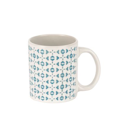 Royalford 11oz Stoneware Mug- RF11170| Perfect for Hot and Cold Drinks| Food-Grade, Non-Toxic and Safe to Use| Stylish, Durable and Long-Lasting Design| Premium-Quality and Perfect for Gifting| White and Blue 