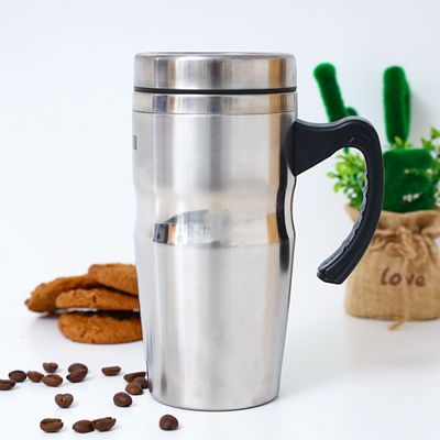 Royalford RF9817 480ml Travel Double Wall Mug - Coffee Mug Tumbler with Handle & Compact Lid For Travel Friendly |Portable Inner Stainless Steel Wall Leak-proof Lid BPA Free Reusable & Hot/Cold Drinkware