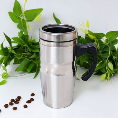 Royalford RF9817 480ml Travel Double Wall Mug - Coffee Mug Tumbler with Handle & Compact Lid For Travel Friendly |Portable Inner Stainless Steel Wall Leak-proof Lid BPA Free Reusable & Hot/Cold Drinkware