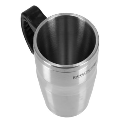 Royalford RF9817 480ml Travel Double Wall Mug - Coffee Mug Tumbler with Handle & Compact Lid For Travel Friendly |Portable Inner Stainless Steel Wall Leak-proof Lid BPA Free Reusable & Hot/Cold Drinkware