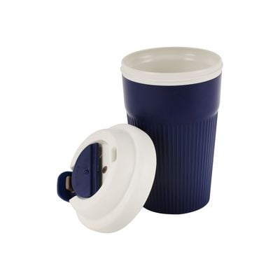 Royalford 350 ml Travel Coffee Mug- RF12356/ Plastic Cups with Sipper Lid, Reusable, Perfect for Caffeine, Tea, Juice, etc./ Leak-Proof and Portable Design/ Suitable for Indoor and Outdoor Use, at Home, Car, Office, Etc./ Available in 3 Colors, Blue, Purple and Green with White Cap