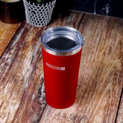 Royalford 600 ml Vacuum Mug- RF12327/ Double Wall Stainless Steel Body and Keeps Your Drinks Hot or Cold/ Leak-Proof and Portable Design/ Suitable for Indoor and Outdoor Use, at Home, Car, Office, Etc./ Brown