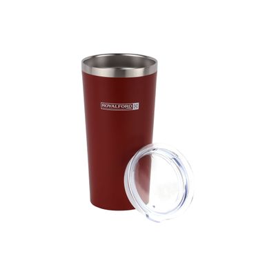 Royalford 600 ml Vacuum Mug- RF12327/ Double Wall Stainless Steel Body and Keeps Your Drinks Hot or Cold/ Leak-Proof and Portable Design/ Suitable for Indoor and Outdoor Use, at Home, Car, Office, Etc./ Brown