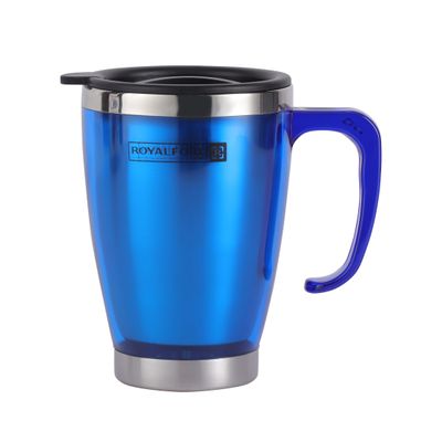 Royalford 14OZ RF5129 Travel Mug- Portable, Comfortable Grip Handle, & High-Grade Stainless Steel Inner | Hot & Cool, Leak-Resistant Lid | Preserves Flavour & Freshness