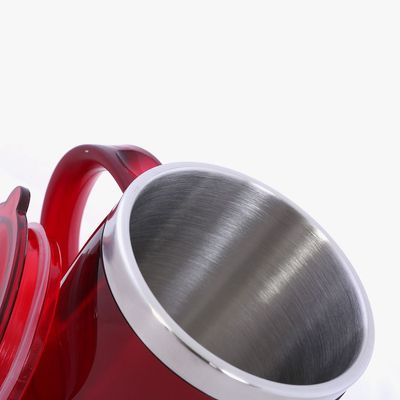 Royalford 14oz Stainless Steel Travel Mug - Coffee Mug with Handle & Lid Travel Friendly | Leakproof Lid Eco-Friendly Reusable Cup for Travel & To-Go Hot/Cold Drinkware (Red)