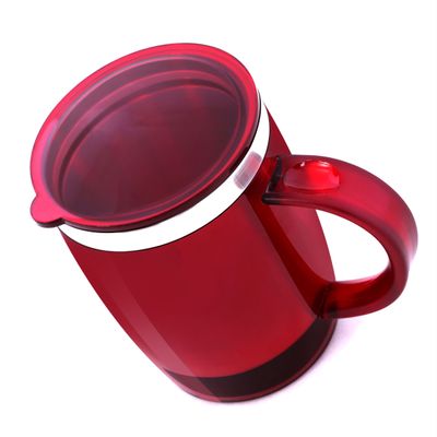 Royalford 14oz Stainless Steel Travel Mug - Coffee Mug with Handle & Lid Travel Friendly | Leakproof Lid Eco-Friendly Reusable Cup for Travel & To-Go Hot/Cold Drinkware (Red)
