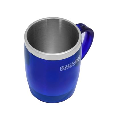 Royalford 14oz Stainless Steel Travel Mug - Coffee Mug with Handle & Lid Travel Friendly | Leakproof Lid Eco-Friendly Reusable Cup for Travel & To-Go Hot/Cold Drinkware (Red)