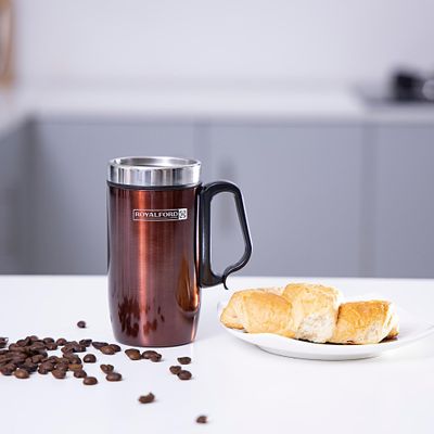 Royalford RFU9038 280ml Coffee Mug - Double Wall, Stainless Steel, Hot & Cool, Vacuum Insulation, Leak-Resistant - Preserves Flavor and Freshness