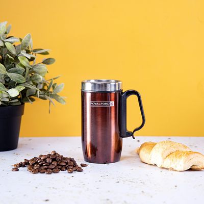 Royalford RFU9038 280ml Coffee Mug - Double Wall, Stainless Steel, Hot & Cool, Vacuum Insulation, Leak-Resistant - Preserves Flavor and Freshness