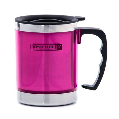 Royalford RF5131PN 290MLTravel Mug - BPA Free, Double Wall & High Grade Stainless Steel Inner - Hot & Cool, Portable, Leak-Resistant - Preserves Flavor and Freshness