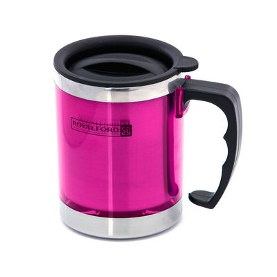 Royalford RF5131PN 290MLTravel Mug - BPA Free, Double Wall & High Grade Stainless Steel Inner - Hot & Cool, Portable, Leak-Resistant - Preserves Flavor and Freshness