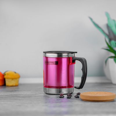 Royalford RF5131PN 290MLTravel Mug - BPA Free, Double Wall & High Grade Stainless Steel Inner - Hot & Cool, Portable, Leak-Resistant - Preserves Flavor and Freshness