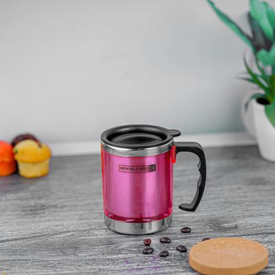 Royalford RF5131PN 290MLTravel Mug - BPA Free, Double Wall & High Grade Stainless Steel Inner - Hot & Cool, Portable, Leak-Resistant - Preserves Flavor and Freshness