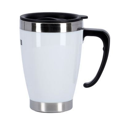 Royalford RF5483WH 400ML Double Wall Travel Mug - Portable | BPA Free, Double Wall & High Grade Stainless Steel Inner | Hot & Cool, Leak-Resistant - Preserves Flavour & Freshness | Ideal Tea Coffee & More