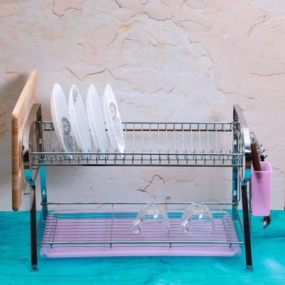 Royalford RF2565 2-Layer Wall Hanging Dish Rack with Plastic Drip Tray - Multi-Purpose Detachable Draining Board with Drip Tray, Durable and Easy to Assemble | Dish Rack with Plastic Drip Tray