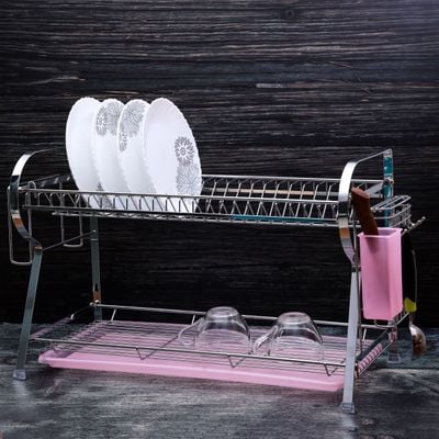 Royalford RF2565 2-Layer Wall Hanging Dish Rack with Plastic Drip Tray - Multi-Purpose Detachable Draining Board with Drip Tray, Durable and Easy to Assemble | Dish Rack with Plastic Drip Tray