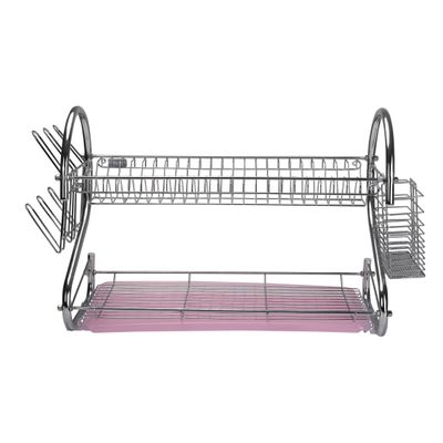 Royalford  RF1151DRL 2 Layer Metal Dish Rack - Multi-Purpose Draining Board with Drip Tray, Durable and Easy to Assemble | Wall Hanging Dish Rack with Plastic Drip Tray