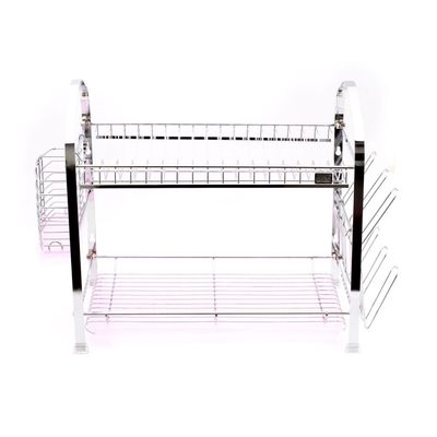 Royalford RF2563 Wall Hanging Dish Rack, 2-Tier Dish Drainer | Draining Board with Removable Tray | Utensil Holder | Compact & Easy to Assemble Organization Shelf