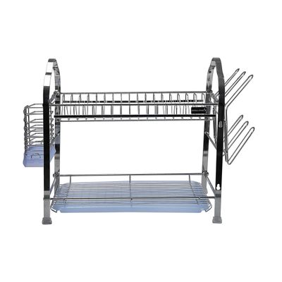 Royalford RF2563 Wall Hanging Dish Rack, 2-Tier Dish Drainer | Draining Board with Removable Tray | Utensil Holder | Compact & Easy to Assemble Organization Shelf