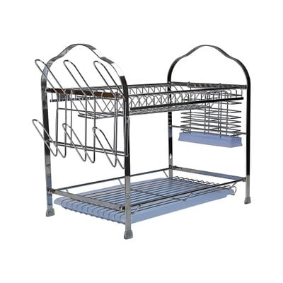 Royalford RF2563 Wall Hanging Dish Rack, 2-Tier Dish Drainer | Draining Board with Removable Tray | Utensil Holder | Compact & Easy to Assemble Organization Shelf