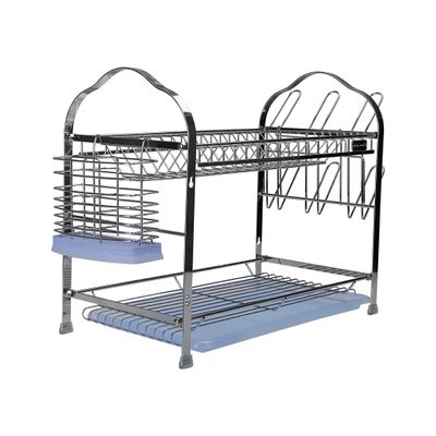 Royalford RF2563 Wall Hanging Dish Rack, 2-Tier Dish Drainer | Draining Board with Removable Tray | Utensil Holder | Compact & Easy to Assemble Organization Shelf