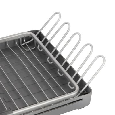 Royalford Dish Rack- RF12280/ Organizer for Kitchen to Keep Plates, Bowls, Quarter Plate, Cutlery, Cups, etc., Holds 8 Plate/ Aluminum Alloy Drying Stand with PP Drainer Board, Compact and Stylish Design/ Hassle-Free Finish, for Cabinet Shelf Organizer Countertop/ Silver and Grey