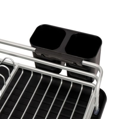 Royalford Dish Rack- RF12278/ Single Layer Organizer for Kitchen to Keep Plates, Bowls, Quarter Plate, etc., Holds 10 Plate/ Aluminum Alloy Drying Stand with PP Drainer Board, Compact and Stylish Design/ Hassle-Free Finish, for Cabinet Shelf Organizer Countertop/ Silver and Black