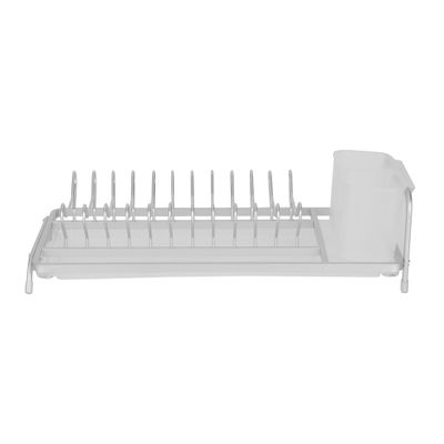 Royalford Dish Rack- RF12279/ Single Layer Organizer for Kitchen to Keep Plates, Bowls, Quarter Plate, Cutlery, etc., Holds 11 Plate/ Aluminum Alloy Drying Stand with PP Drainer Board, Compact and Stylish Design/ Hassle-Free Finish, for Cabinet Shelf Organizer Countertop/ White