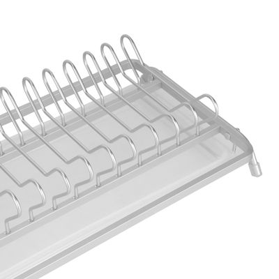 Royalford Dish Rack- RF12279/ Single Layer Organizer for Kitchen to Keep Plates, Bowls, Quarter Plate, Cutlery, etc., Holds 11 Plate/ Aluminum Alloy Drying Stand with PP Drainer Board, Compact and Stylish Design/ Hassle-Free Finish, for Cabinet Shelf Organizer Countertop/ White