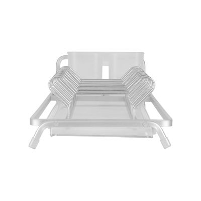 Royalford Dish Rack- RF12279/ Single Layer Organizer for Kitchen to Keep Plates, Bowls, Quarter Plate, Cutlery, etc., Holds 11 Plate/ Aluminum Alloy Drying Stand with PP Drainer Board, Compact and Stylish Design/ Hassle-Free Finish, for Cabinet Shelf Organizer Countertop/ White