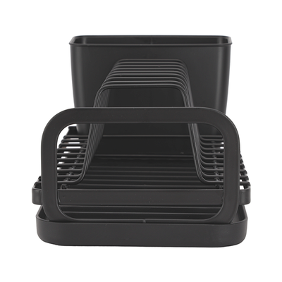 Royalford Dinky Dish Rack- RF12445/ Organizer for Kitchen to Keep Plates and Cutlery, Holds 8 Plate/ Iron Drying Stand with Drain Board, Compact and Stylish Design/ Hassle-Free Finish, for Cabinet Shelf Organizer Countertop/ Black