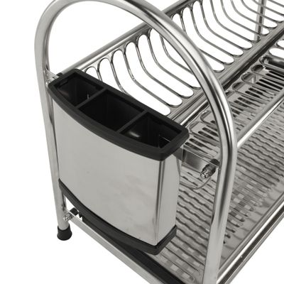 Royalford RF10065 2 Layer Stainless Steel Dish Rack - Large Capacity Rack with Removable Drip Tray | Perfect to Keep Plates, Bowls, Glasses, Cups & More