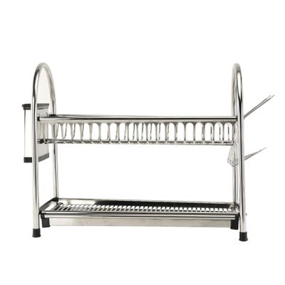 Royalford RF10065 2 Layer Stainless Steel Dish Rack - Large Capacity Rack with Removable Drip Tray | Perfect to Keep Plates, Bowls, Glasses, Cups & More