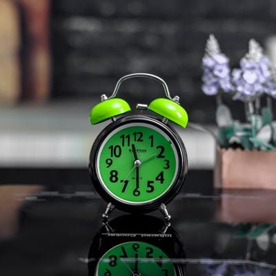 Krypton Alarm Clock- KNWC6586/ Double Bell with Light, Heavy Sleep Wake Up, Super Loud/ Plastic Case, Ideal for Home, Living, Kids Room, etc./ Black and Green, 2 Years Warranty