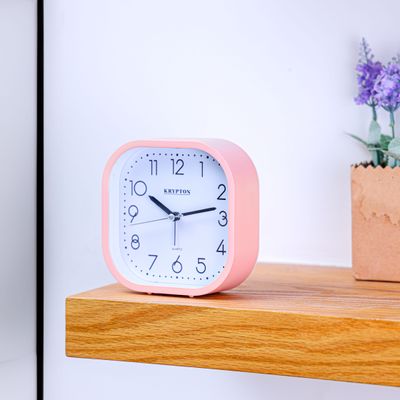 Krypton Beep Alarm Clock- KNWC6587/ Step Movement, Heavy Sleep Wake Up, Super Loud/ Plastic Case, Ideal for Home, Living, Kids Room, etc./ White and Pink, 2 Years Warranty