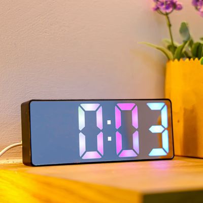 Krypton LED Digital Smart Clock- KNWC6589/ Alarm, Calendar, Indoor Temperature, Snooze, Light Functions/ 12/24-Hour Time Display, Multi-Functional, Durable PS Plastic Construction/ Perfect for Home and Office Use, AAA Battery Operated (Not Included in Package)/ Black, 2 Years Warranty