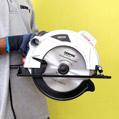 Geepas GCS2000 2000W 235mm - Multi-Purpose Circular Saw, Bevel Angle Joint Cuts - 85mm Cutting Depth, Depth & Angle Adjustment | Ideal for Wood, Mild Steel & Plastic